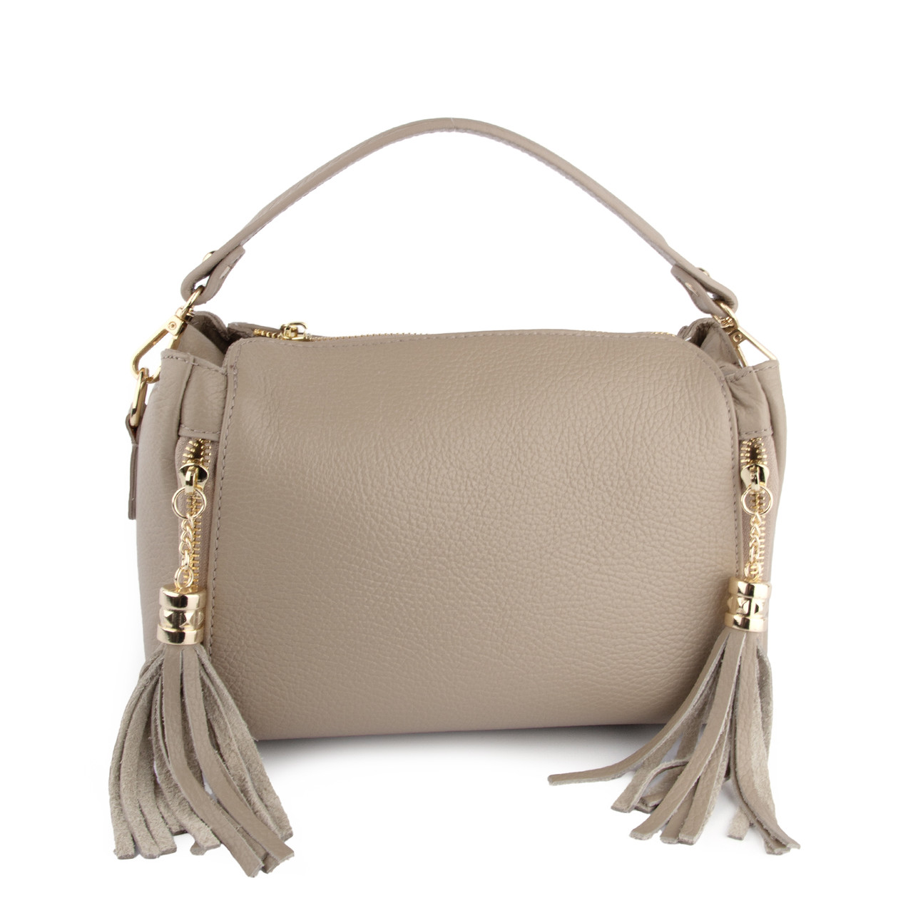 Сумка жіноча шкіряна Virginia Conti 03899 світлий тауп з китицями