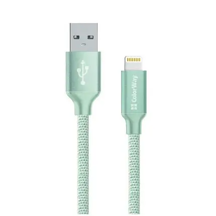 Кабель ColorWay USB-Lihgtning (2.4А), 2м Mint, фото 1