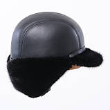 Норкова чоловіча шапка Вушанка з козирком, фото 8