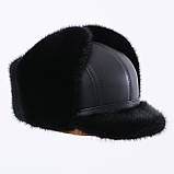 Норкова чоловіча шапка Вушанка з козирком, фото 3