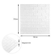 3D панель самоклеюча цегла Білий Матовий 700х770х5мм (001-5M) SW-00000587, фото 4