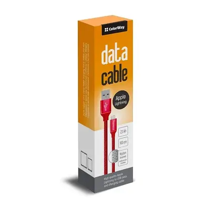 Кабель ColorWay USB-Lihgtning, 1м Red, фото 3