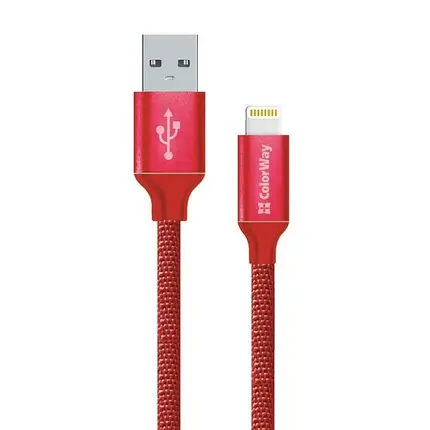 Кабель ColorWay USB-Lihgtning, 1м Red, фото 1
