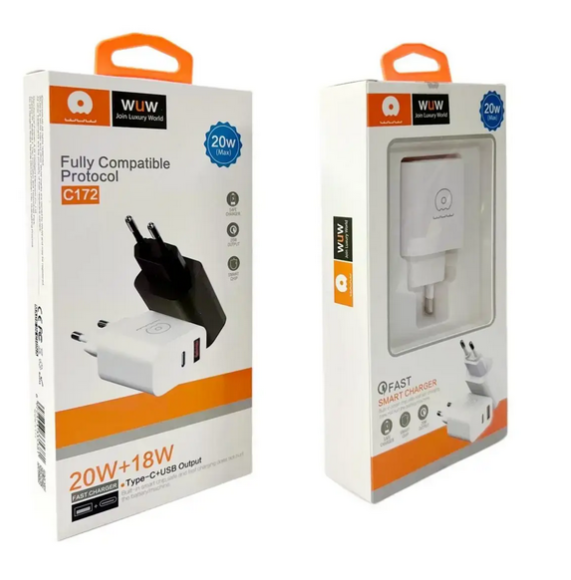 Зарядний пристрій WUW-C172 20Вт USB+Type-C 220В