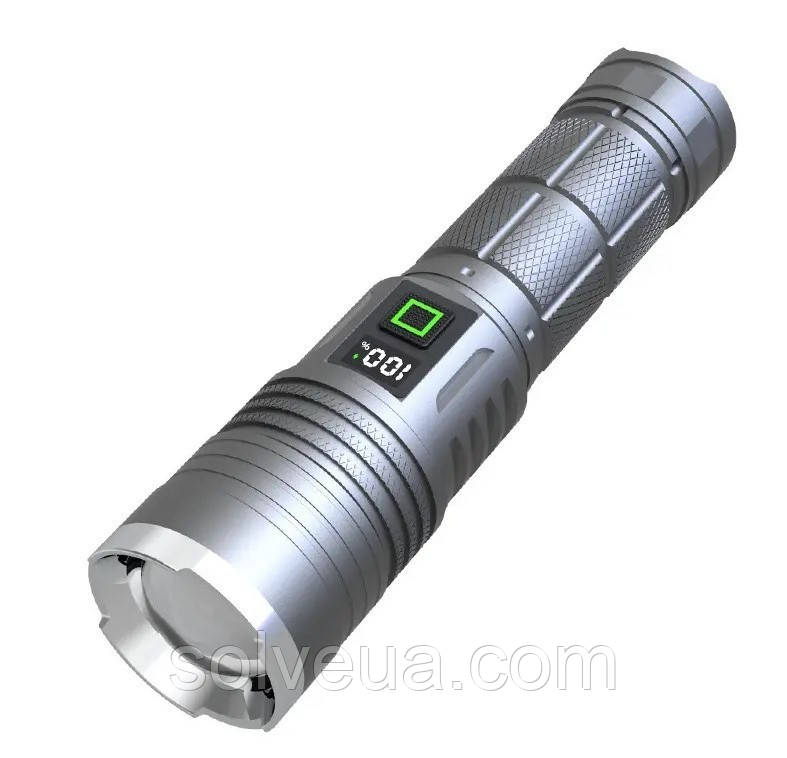Тактичний ліхтар 5000 люменів з функцією павербанку і Type-C USB (KT6008007) solve