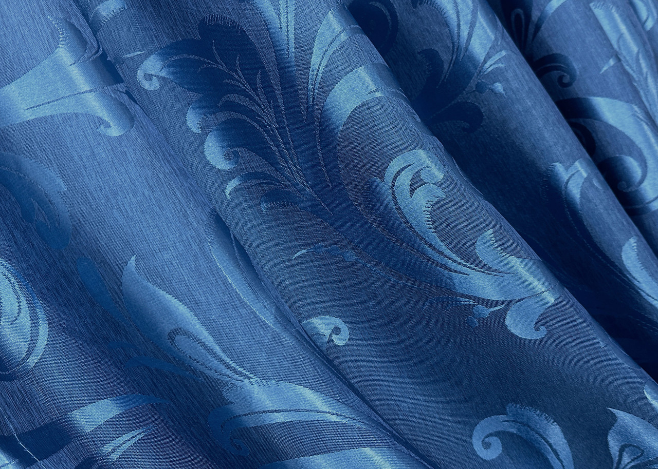 Шторна тканина жакард, колекція "Лілія", висота 2,7м. Колір синій. Код 692ш, фото 1