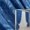 Шторна тканина жакард, колекція "Лілія", висота 2,7м. Колір синій. Код 692ш, фото 7