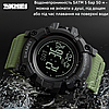 Тактичний армійський годинник зелений водостійкий протиударний з підсвічуванням багатофункціональний круглий Skmei, фото 8