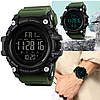 Тактичний армійський годинник зелений водостійкий протиударний з підсвічуванням багатофункціональний круглий Skmei, фото 10