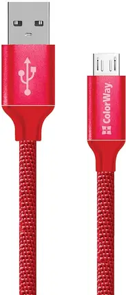 Кабель ColorWay USB-MicroUSB, 1м Red, фото 1