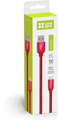 Кабель ColorWay USB-MicroUSB, 1м Red, фото 3