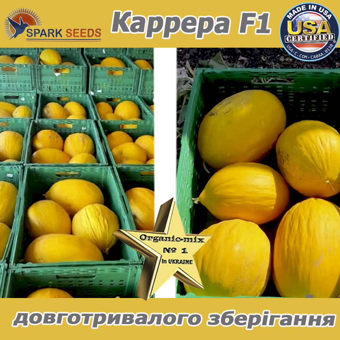 Насіння, диня Каррера F1, ТМ Spark Seeds (США), 500 насінин