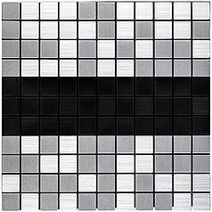 Самоклеюча алюмінієва плитка 300х300х3мм Срібна із чорним мозаїка SW-00001825