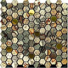 Самоклеюча алюмінієва плитка 300х300х3мм Золота луска SW-00001934