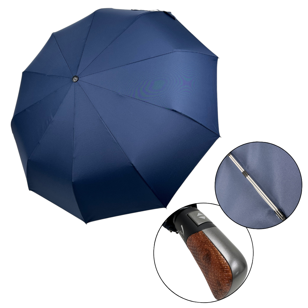 Чоловіча складна парасоля автомат на 10 подвійних карбонових спиць від Frei Regen, синій, 02716-3, фото 1