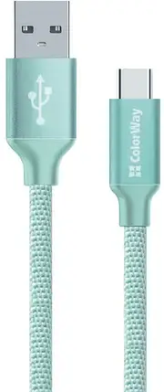 Кабель ColorWay USB-USB Type-C (2.4А), 2м Mint, фото 1