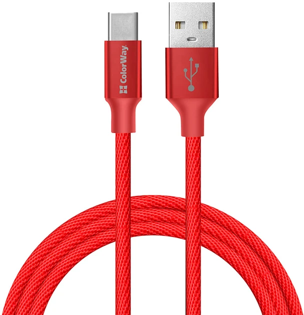 Кабель ColorWay USB-USB Type-C (2.4А), 2м Red