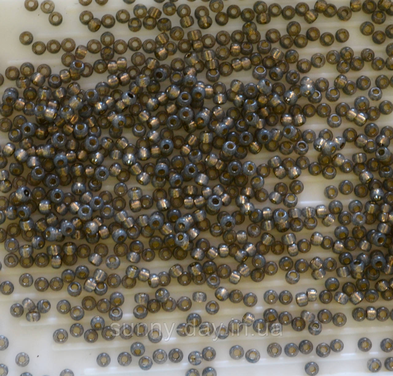 Бісер Miyuki Round Rocailles 11/0 колір - сірий із золотистою серединкою, фото 1