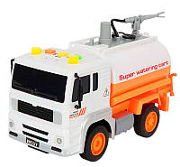 Дитяча інерційна машинка Спецтехніка Водовоз на батарейках із водяною помпою Wrecker Жовтогарячий