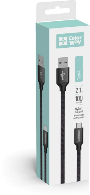 Кабель ColorWay USB-USB Type-C, 1м Black