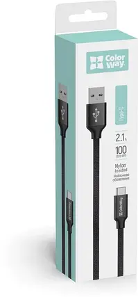 Кабель ColorWay USB-USB Type-C, 1м Black, фото 1