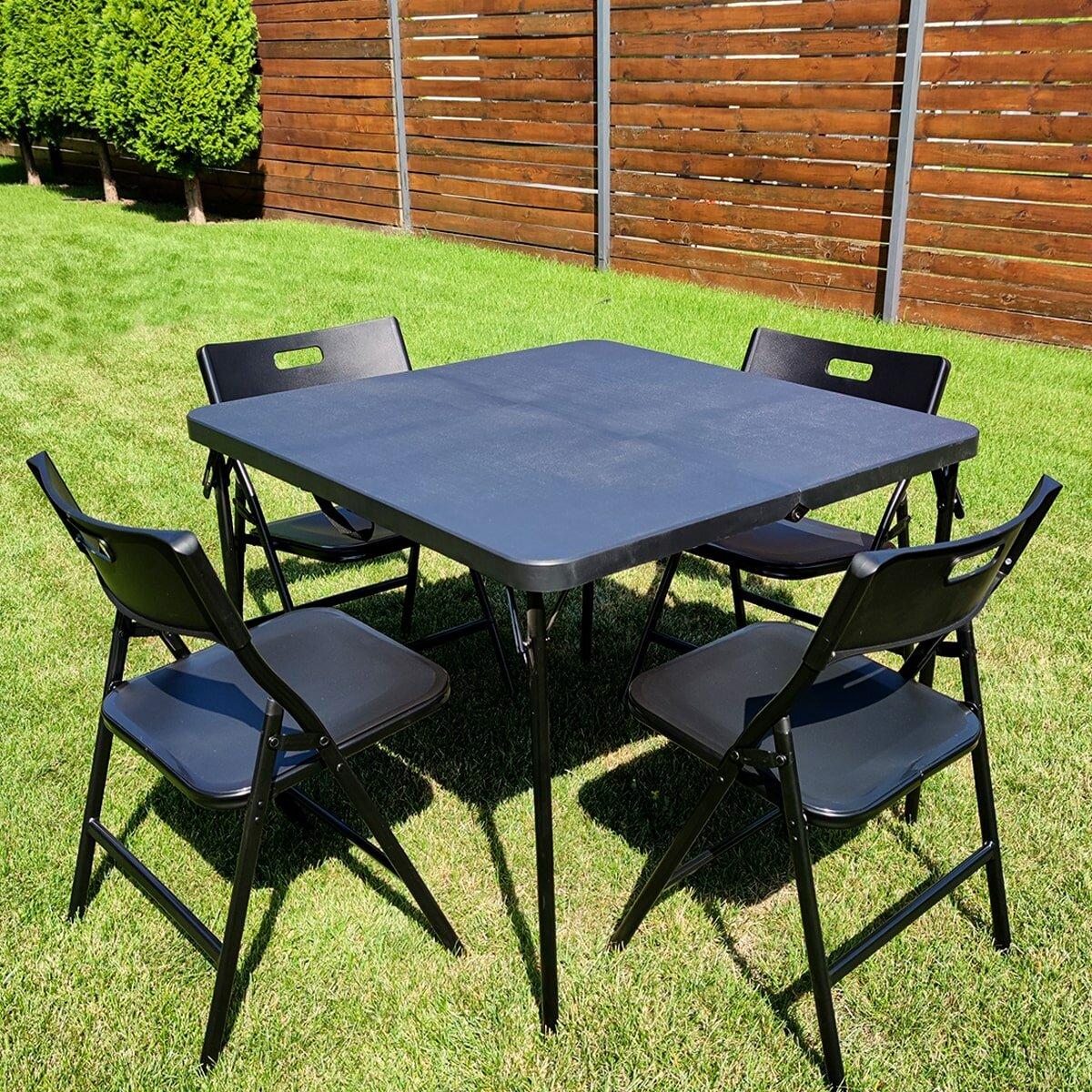 Набір мебелів складний мебелі(Стіл і 4 стільця), Чорний (з сумкою) SW-00001541