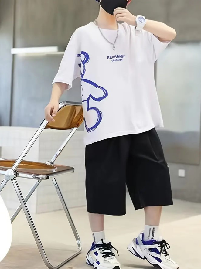 Літній костюм для хлопчика з шортами підлітка Оверсайз, фото 1