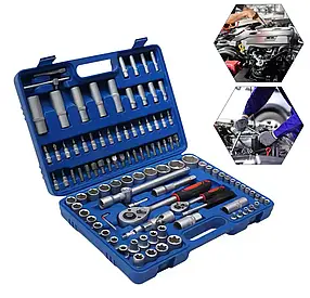 Набір інструментів у кейсі на 108 деталей (викрутки, ключі тріскачкові, головки торцеві, шестиграніки)