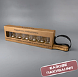 Набір чарок "Гральні кубики" 6 штук з художніми вставками на дерев'яній підставці ручна робота, фото 5