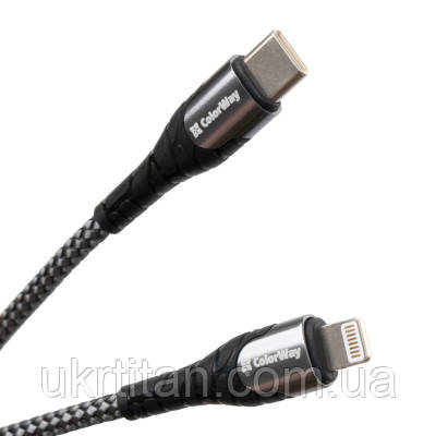 Оригінал! Дата кабель USB-C to Lightning 1.0m ColorWay (CW-CBPDCL033-GR) - Вища Якість!, фото 1