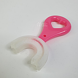 Дитяча U-подібна зубна щітка для 2-6 років, м'яка силіконова зубна щітка-капа Рожева TB-2-6-Pink, фото 2