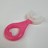 Дитяча U-подібна зубна щітка для 2-6 років, м'яка силіконова зубна щітка-капа Рожева TB-2-6-Pink, фото 6