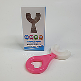 Дитяча U-подібна зубна щітка для 2-6 років, м'яка силіконова зубна щітка-капа Рожева TB-2-6-Pink, фото 3