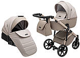 Коляска універсальна 2в1 Adamex Nola Natura 4 cappuccino (сумка, кошик, чохол на ніжки) Бежева, фото 2