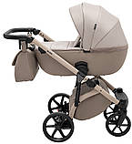 Коляска універсальна 2в1 Adamex Nola Natura 4 cappuccino (сумка, кошик, чохол на ніжки) Бежева, фото 3
