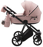 Коляска універсальна 2в1 Adamex Porto Lux PS-94 (сумка, кошик, чохол на ніжки) Рожева, фото 3