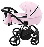 Коляска універсальна 2в1 Adamex Blanc Eco SA-16 (москітна сітка, підсклянник, сумка, кошик, дощовик) Рожева, фото 4