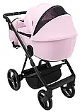Коляска універсальна 2в1 Adamex Blanc Eco SA-16 (москітна сітка, підсклянник, сумка, кошик, дощовик) Рожева, фото 5