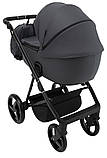 Коляска універсальна 2в1 Adamex Blanc Eco SA-5 (москітна сітка, підсклянник, кошик, дощовик) Графіт, фото 4