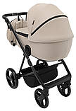 Коляска універсальна 2в1 Adamex Blanc Eco SA-7 (москітна сітка, підсклянник, кошик, дощовик) Латте, фото 4