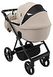 Коляска універсальна 2в1 Adamex Blanc Eco SA-7 (москітна сітка, підсклянник, кошик, дощовик) Латте, фото 5