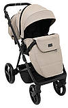 Коляска універсальна 2в1 Adamex Blanc Eco SA-7 (москітна сітка, підсклянник, кошик, дощовик) Латте, фото 7