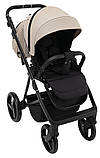 Коляска універсальна 2в1 Adamex Blanc Eco SA-7 (москітна сітка, підсклянник, кошик, дощовик) Латте, фото 8