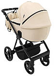 Коляска універсальна 2в1 Adamex Blanc Eco SA-8 (москітна сітка, підсклянник, кошик, дощовик) Бежева, фото 4
