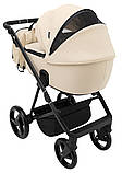 Коляска універсальна 2в1 Adamex Blanc Eco SA-8 (москітна сітка, підсклянник, кошик, дощовик) Бежева, фото 5