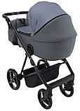 Коляска універсальна 2в1 Adamex Blanc Lux PS-108 (москітна сітка, підсклянник, сумка, дощовик) Сіра, фото 4