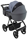 Коляска універсальна 2в1 Adamex Blanc Lux PS-108 (москітна сітка, підсклянник, сумка, дощовик) Сіра, фото 5