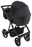 Коляска універсальна 2в1 Adamex Blanc Lux PS-37 (москітна сітка, підсклянник, сумка, дощовик) Чорна, фото 4
