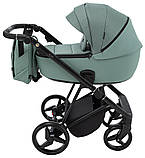 Коляска універсальна 2в1 Adamex Blanc Tip PS-141 (москітна сітка, підсклянник, сумка, дощовик) Зелена, фото 3