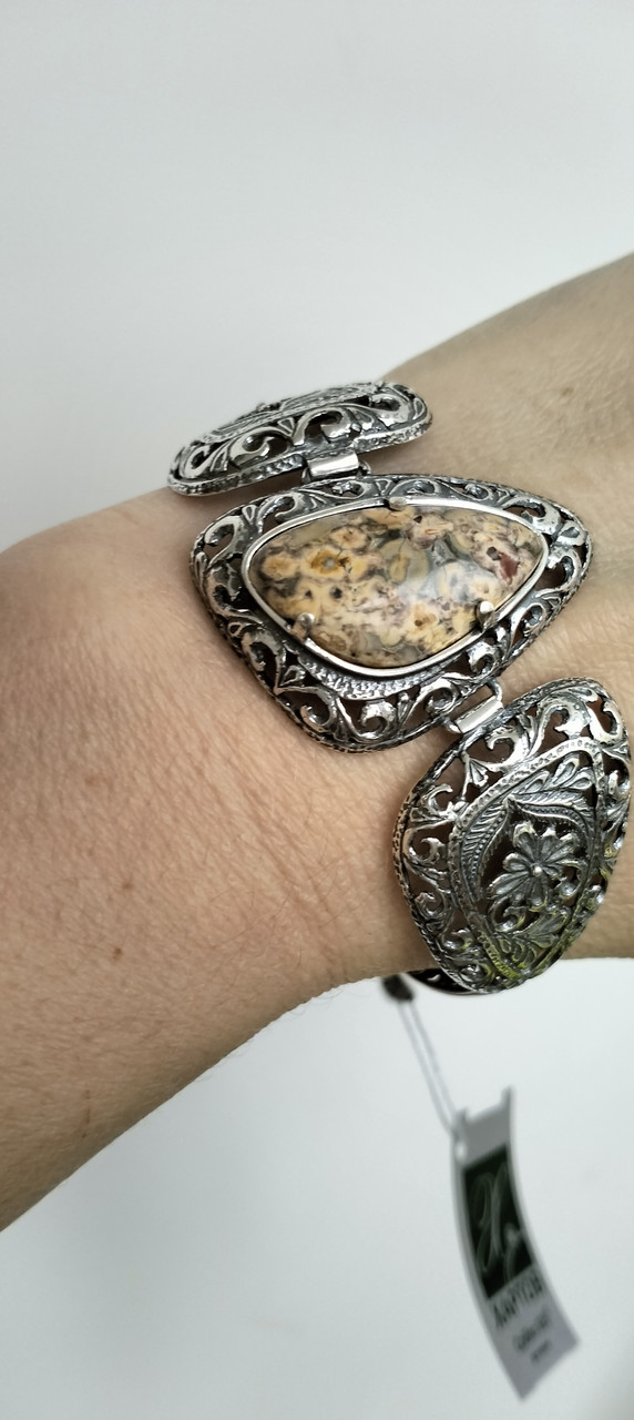 Шикарний срібний браслет з яшмою, фото 1